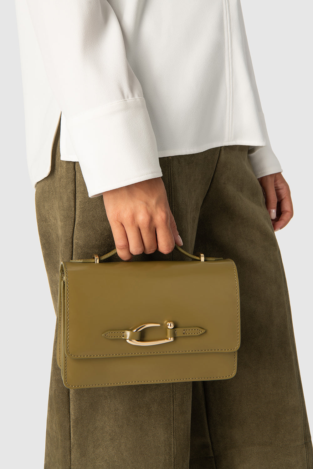 Nara Mangrove Semi Patent Leather Crossbody Bag