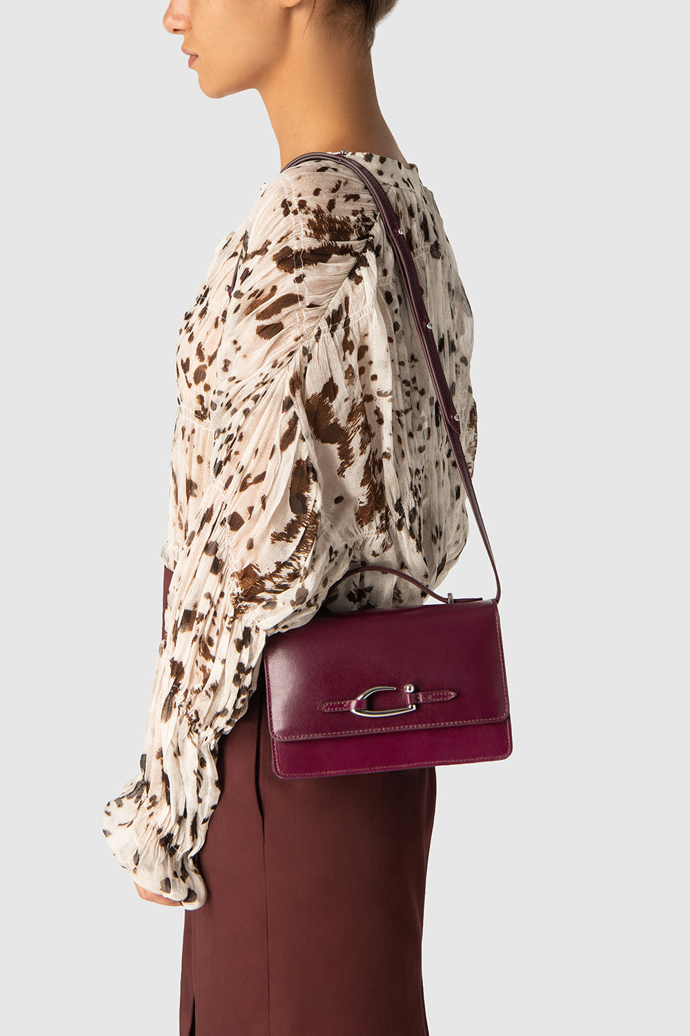Nara Raisin Creased Leather Crossbody Bag