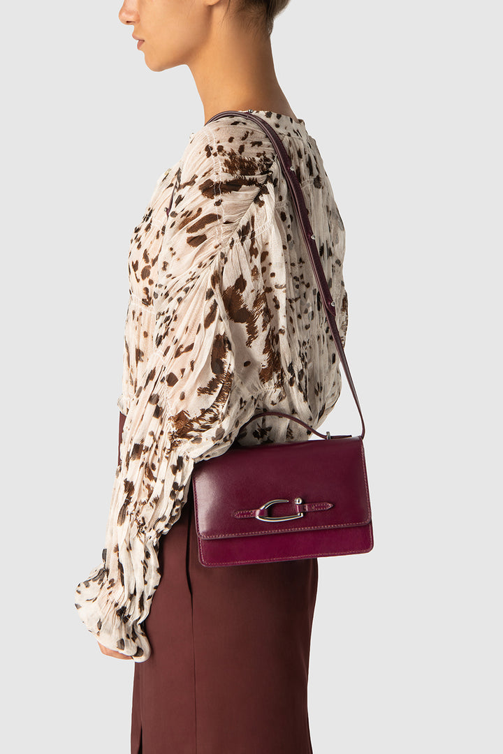 Nara Raisin Creased Leather Crossbody Bag