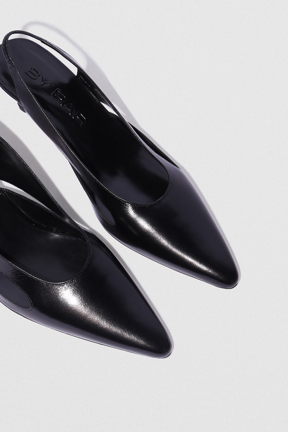 Runa Black Creased Calf Leather Slingback Pump