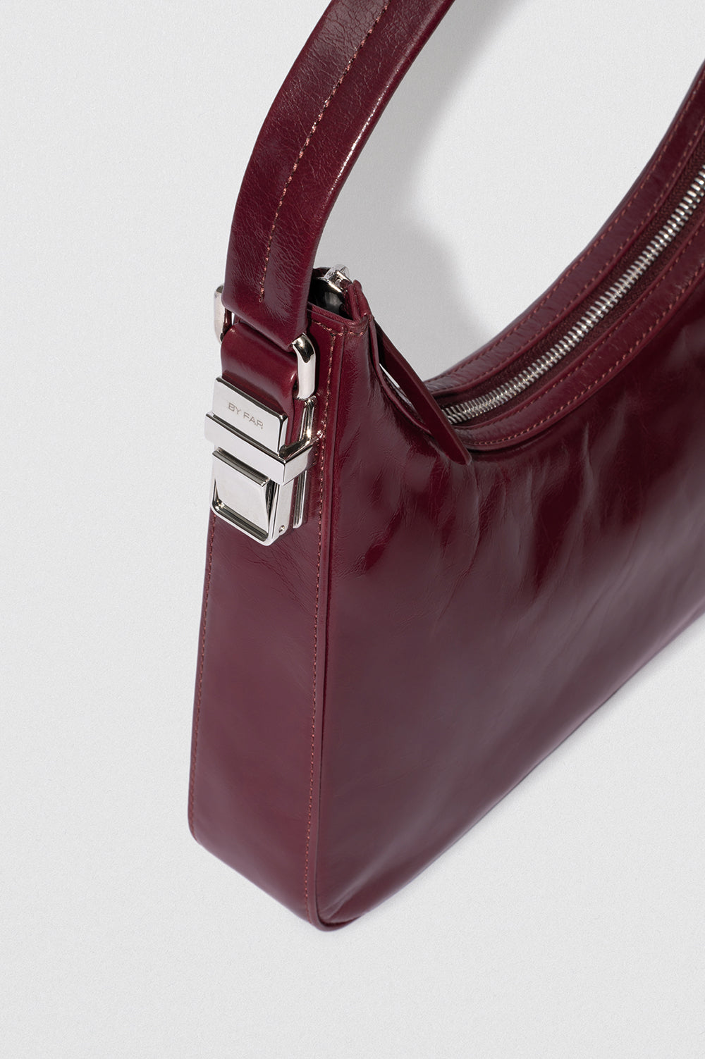 Rhea Sour Cherry Creased Calf Leather Shoulder Bag
