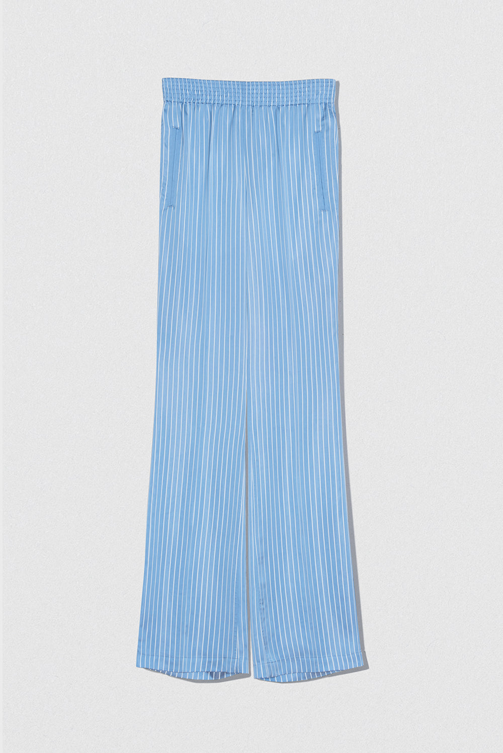 Blue and white striped trousers on sale