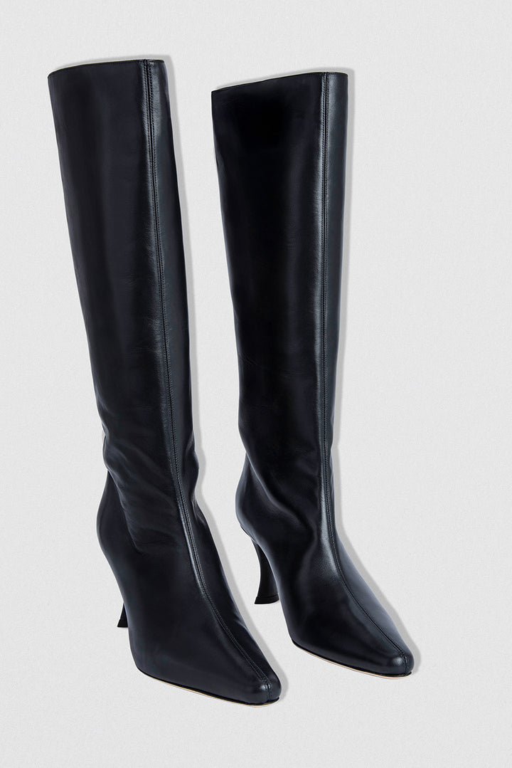 Stevie 42 Black Smooth Calf Leather Knee-High Boot