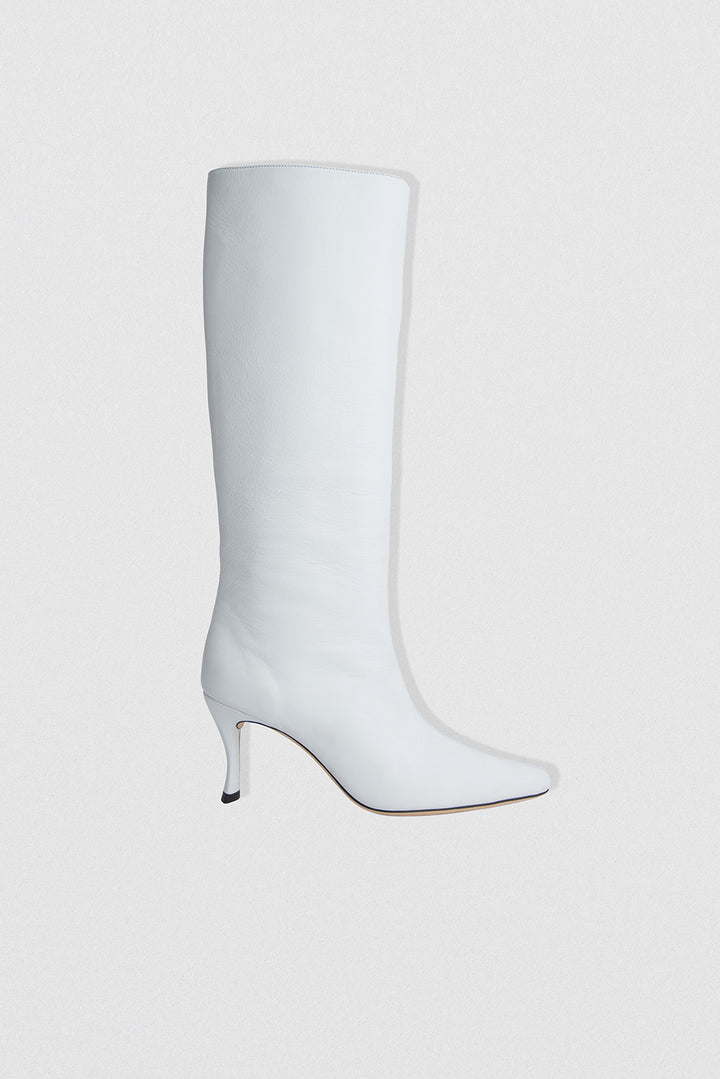 Stevie 42 White Nappa Leather Knee-High Boot