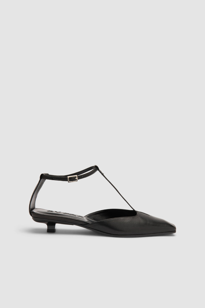 Tao Black Lamb Nappa Leather Kitten Heel