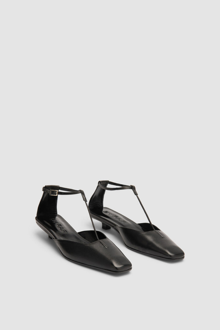 Tao Black Lamb Nappa Leather Kitten Heel