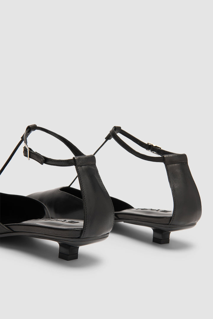 Tao Black Lamb Nappa Leather Kitten Heel