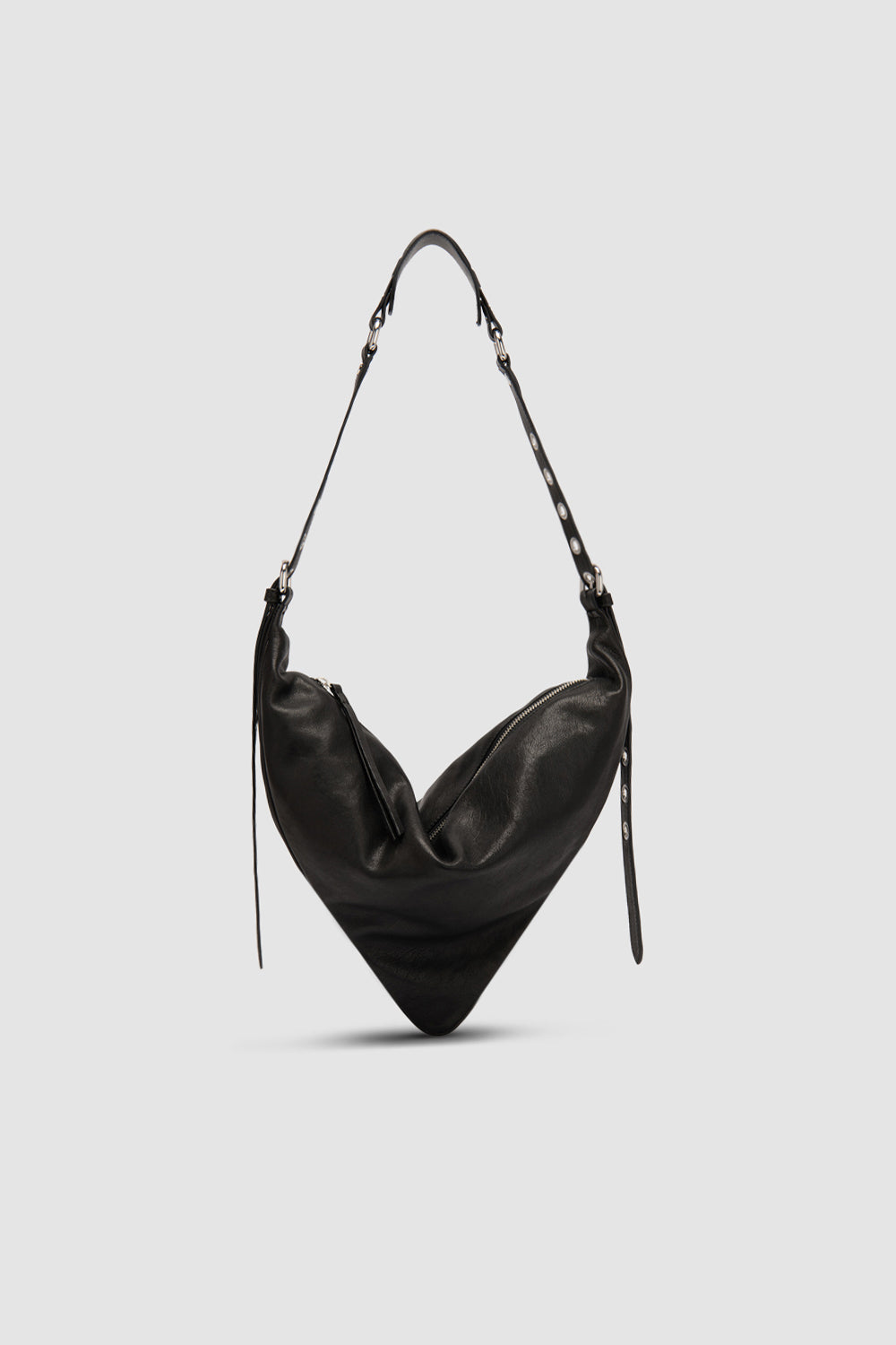 Trayana Black Washed Leather Crossbody Bag