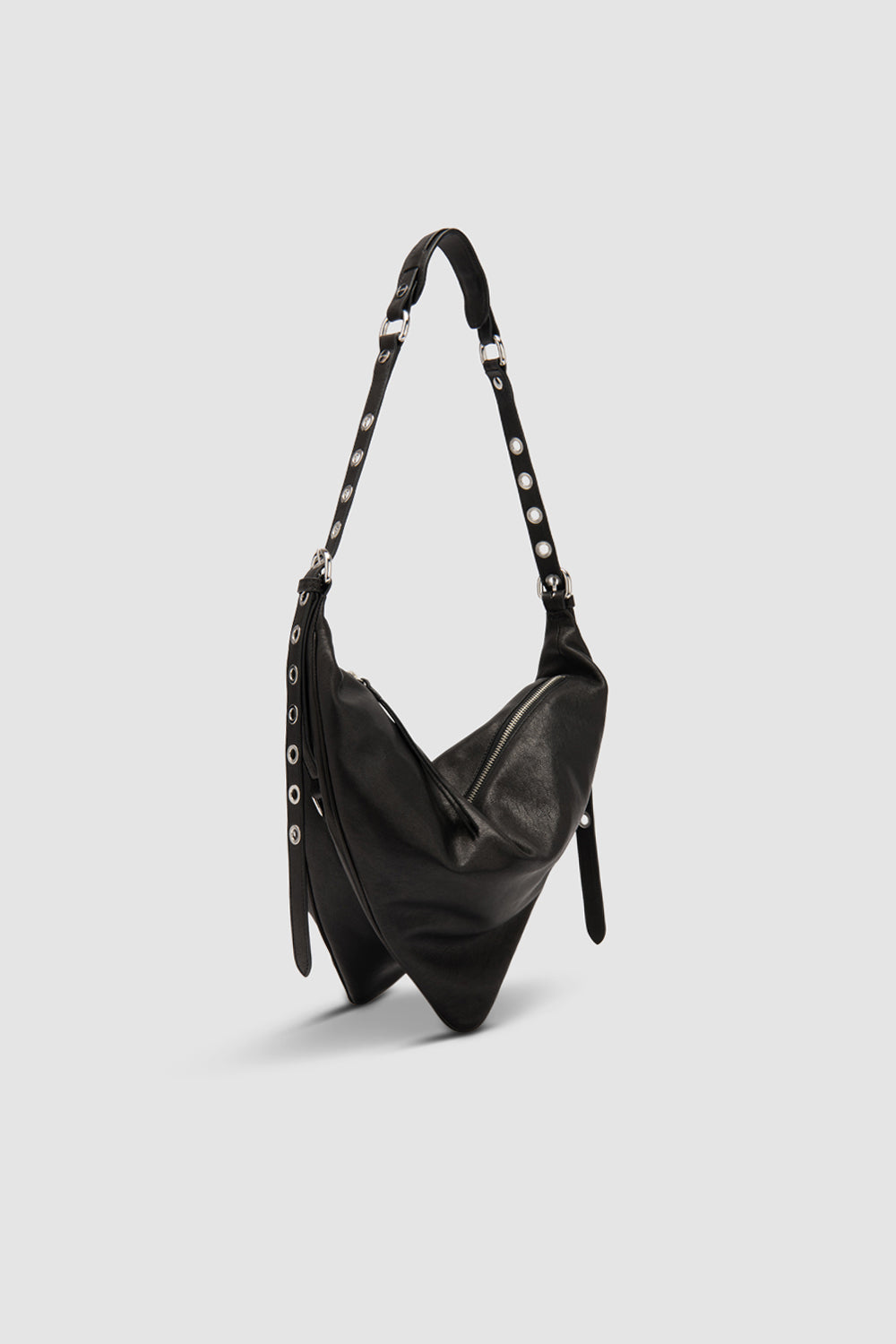 Trayana Black Washed Leather Crossbody Bag
