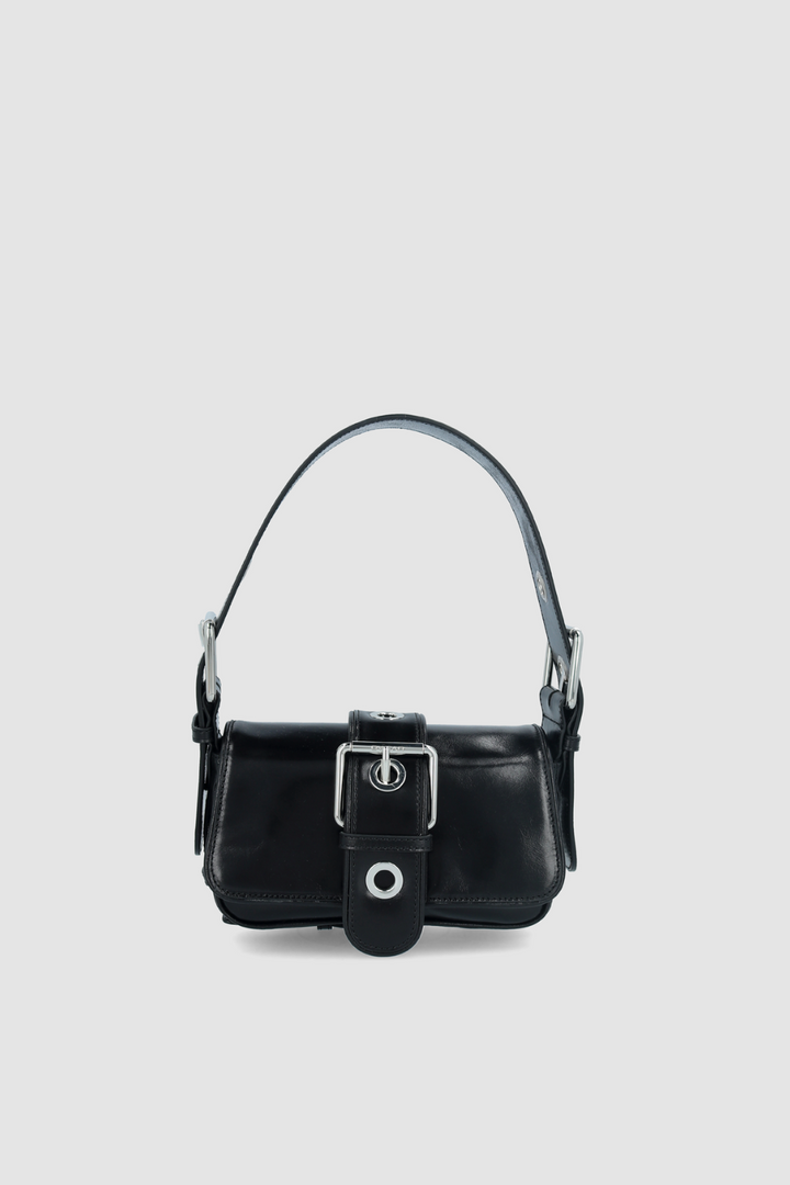 Eloise Black Creased Calf Leather Shoulder Bag