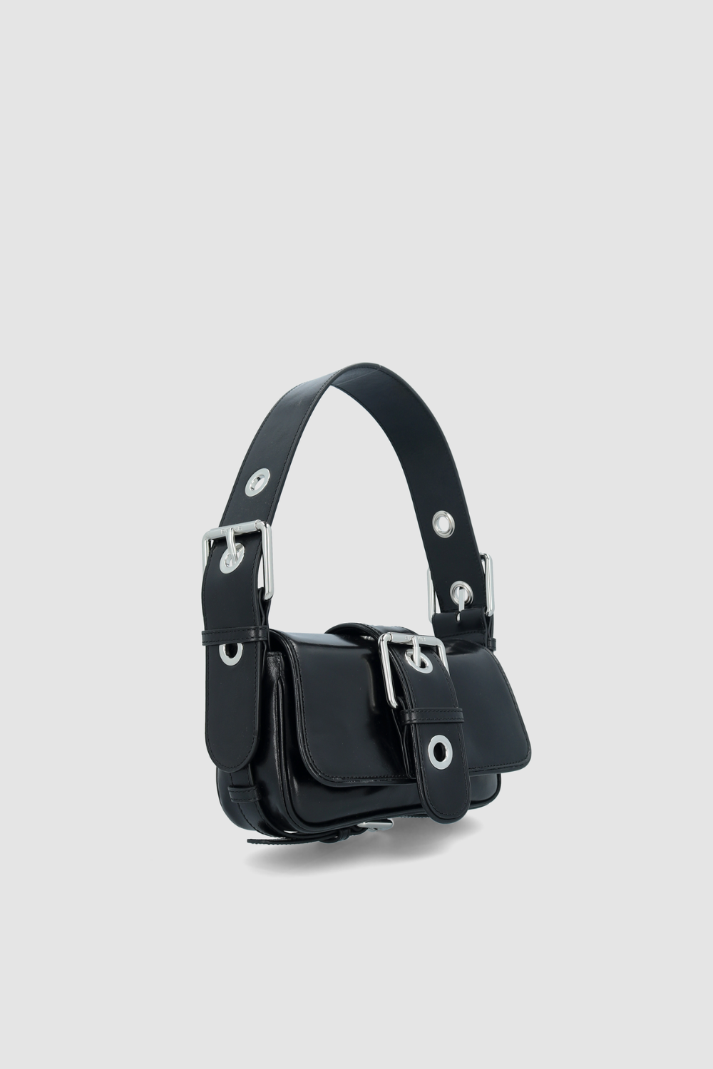 Eloise Black Creased Calf Leather Shoulder Bag