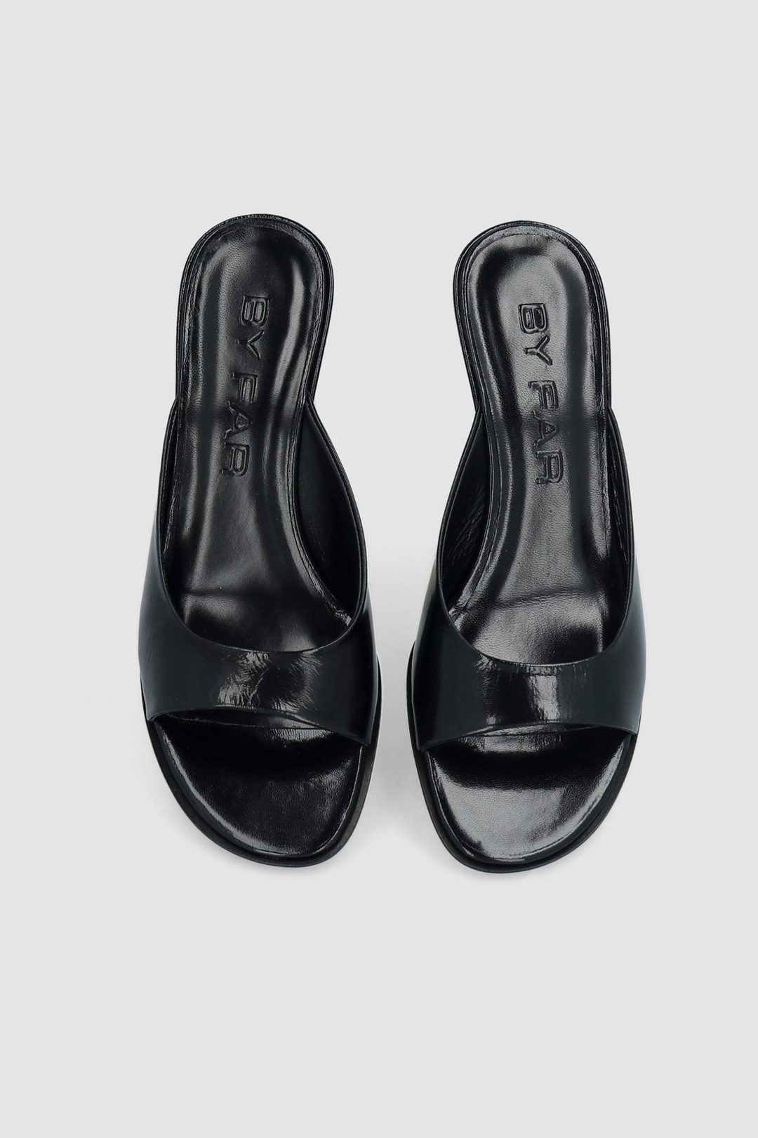 Caroo Black Glossed Nappa Leather Mule