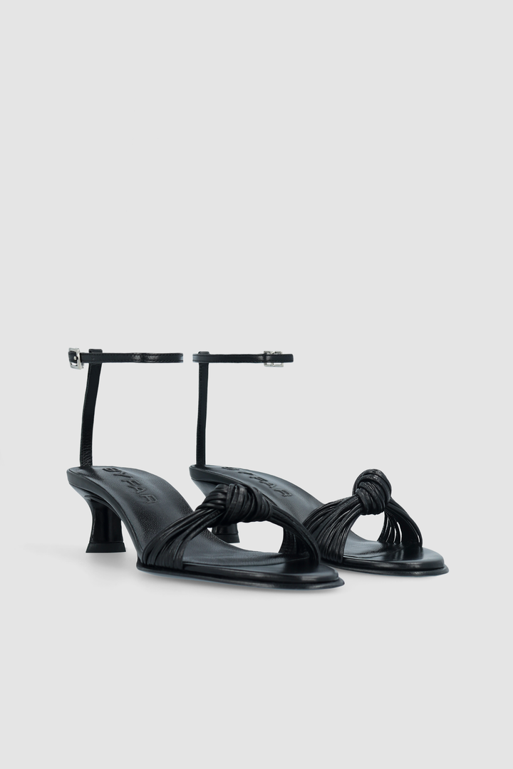 Egon Black Creased Calf Leather Sandal