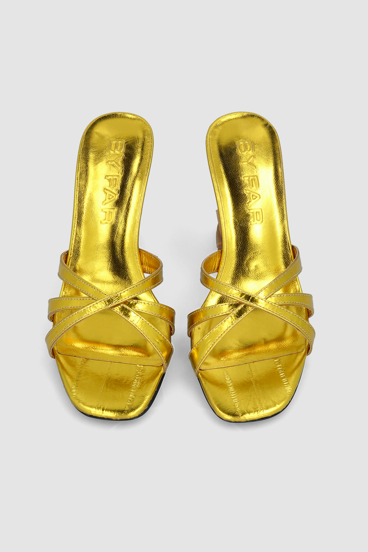 Julie Gold Eel Embossed Metallic Leather Mule