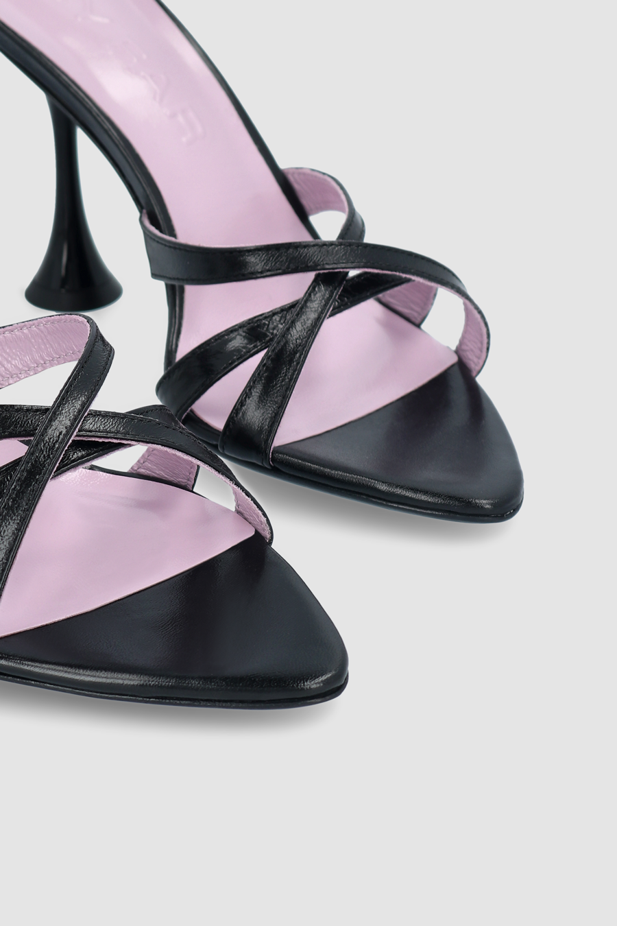 Juliette Black Creased Leather Sandal