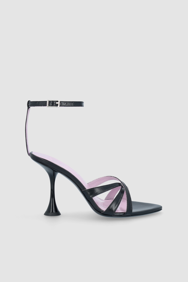 Juliette Black Creased Leather Sandal