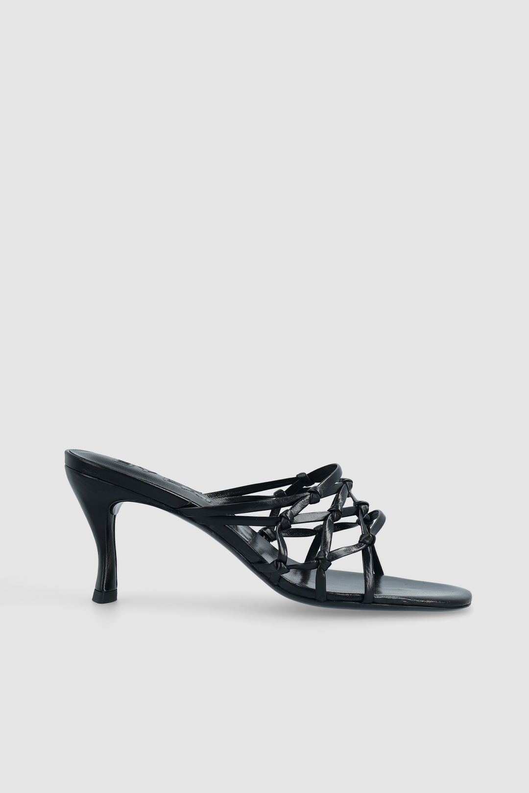 Malaya Black Creased Calf Leather Mule