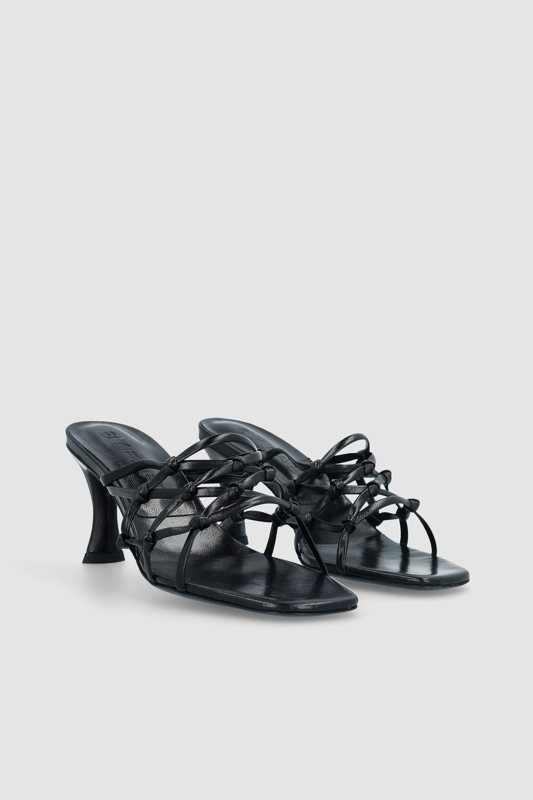 Malaya Black Creased Calf Leather Mule