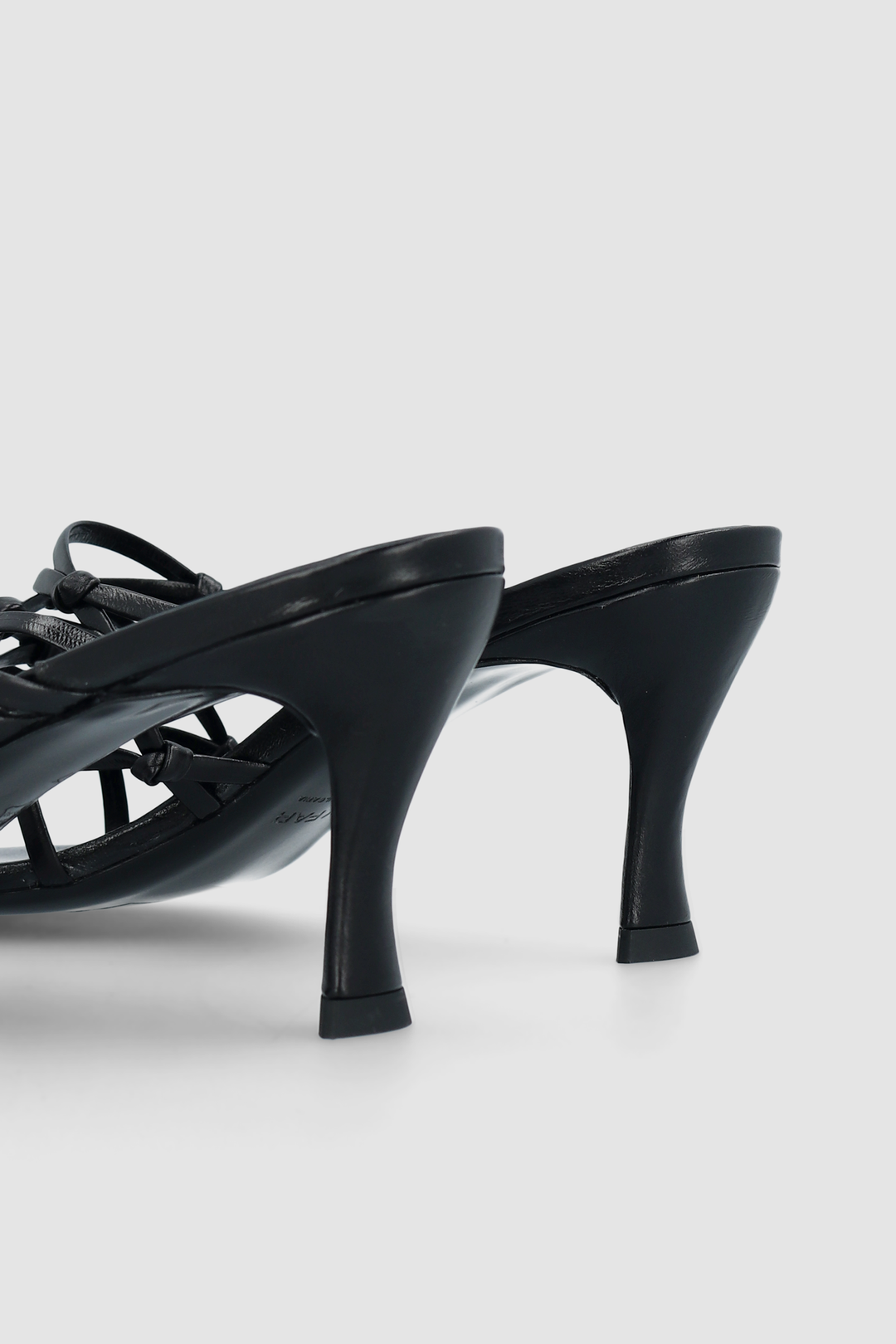 Malaya Black Creased Calf Leather Mule