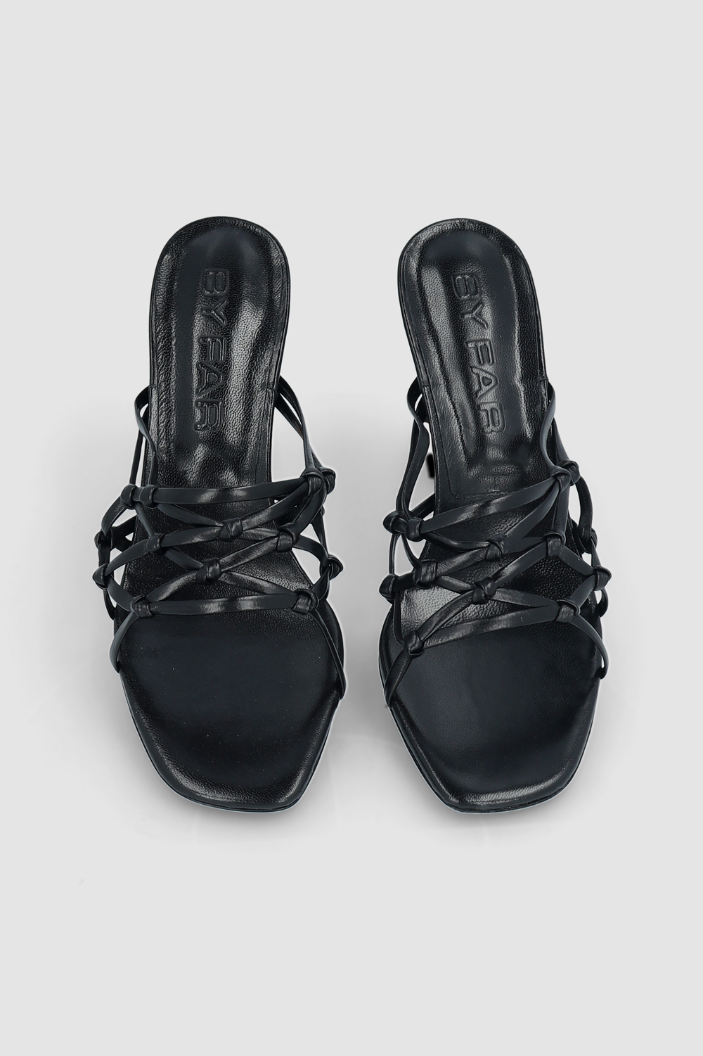 Malaya Black Creased Calf Leather Mule