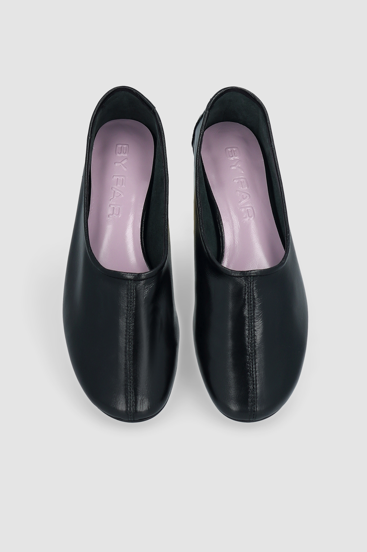 Prudence Black Creased Leather Ballet Flat
