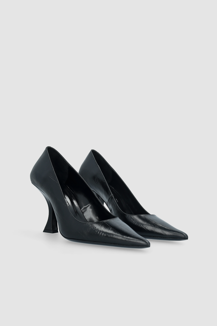 Viva Black Eel Embossed Leather Pump