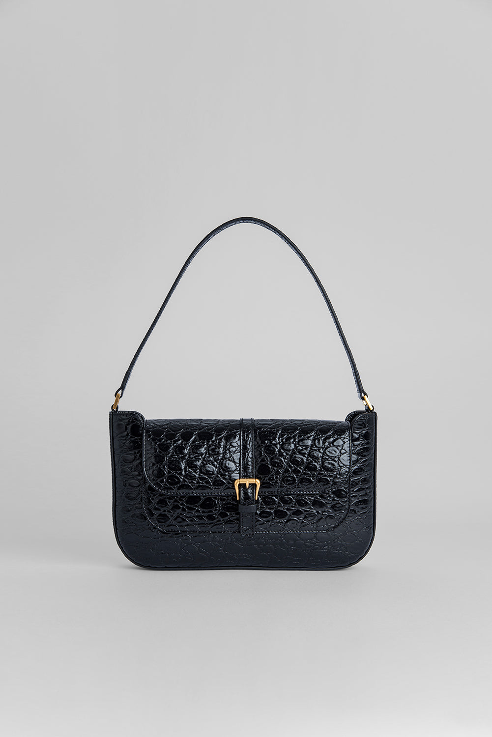 Miranda Black Circular Croco Embossed Leather BY FAR