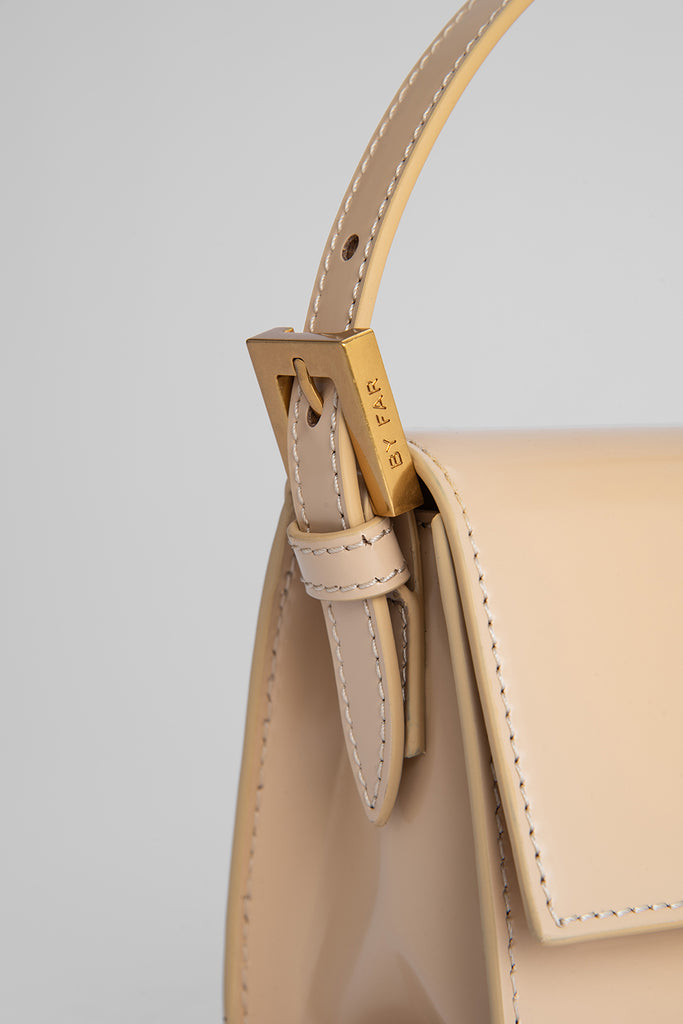 BY FAR: Fran Sand bag in brushed leather - Sand