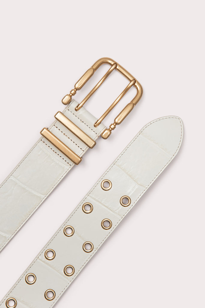 Duo Belt - by Far - Grey - Croc Leather