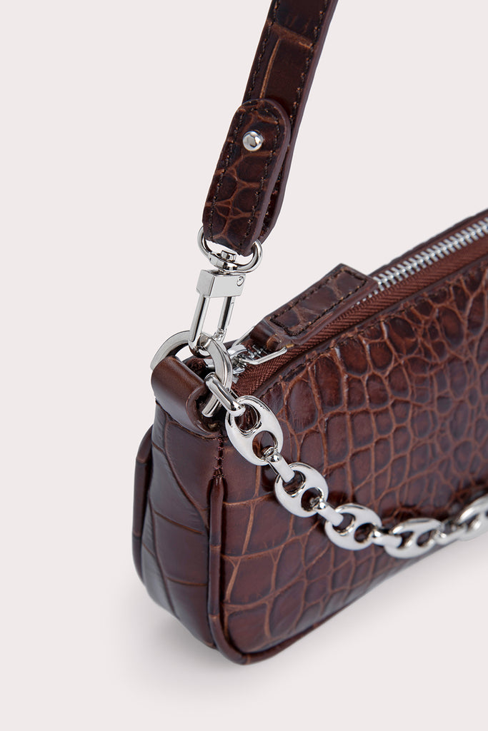BY FAR Mini Croc-Embossed Leather Bag