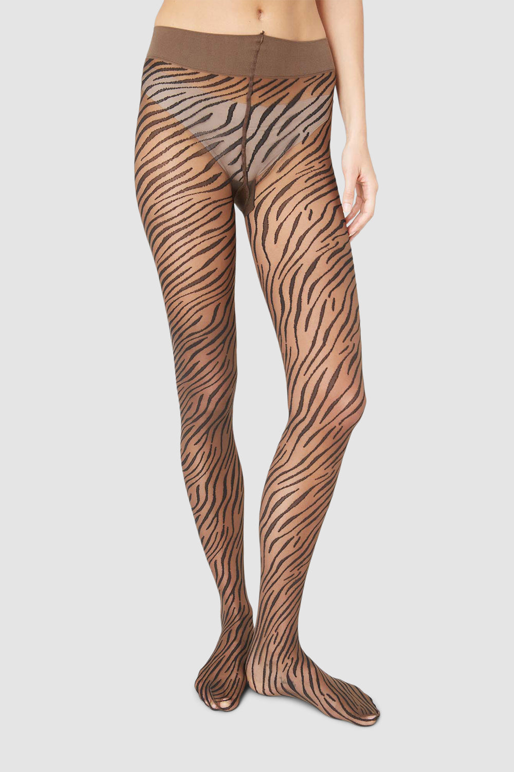 Zadie Zebra Tights Dark Amber