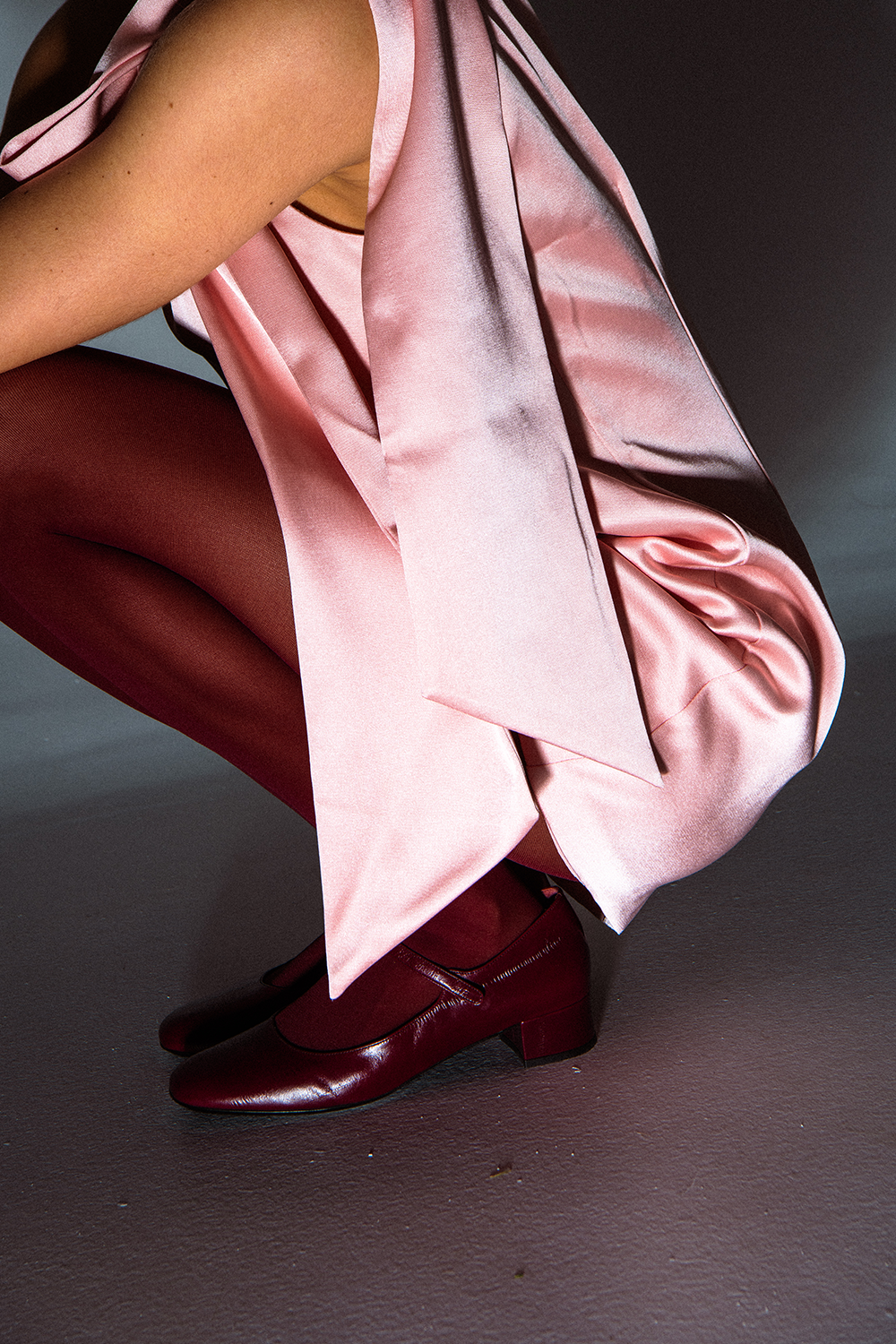 Ginny Sour Cherry Eel Embossed Leather Mary Jane Pump