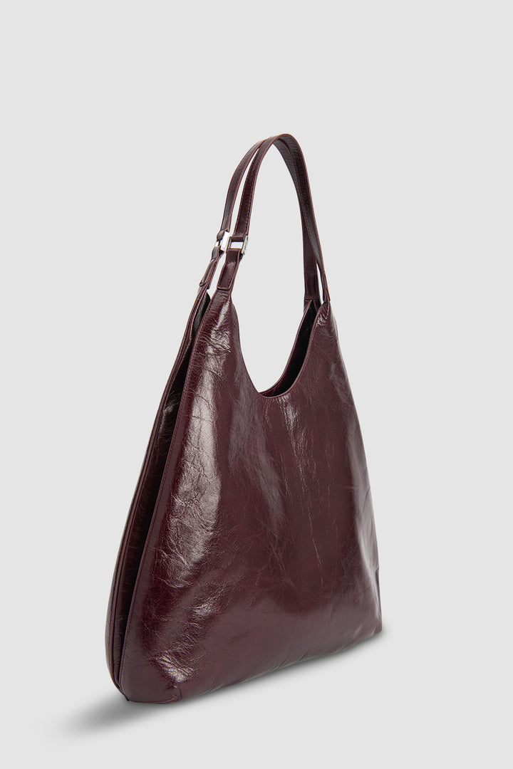 Amber Folio Grape Calf Leather Shoulder Bag