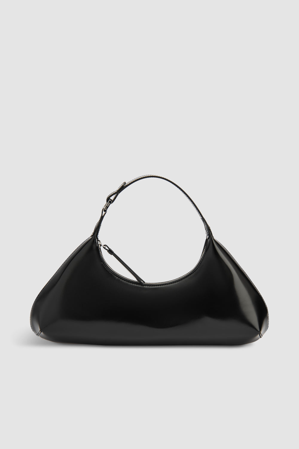 Amberette Black Semi Patent Leather Top-Handle Bag