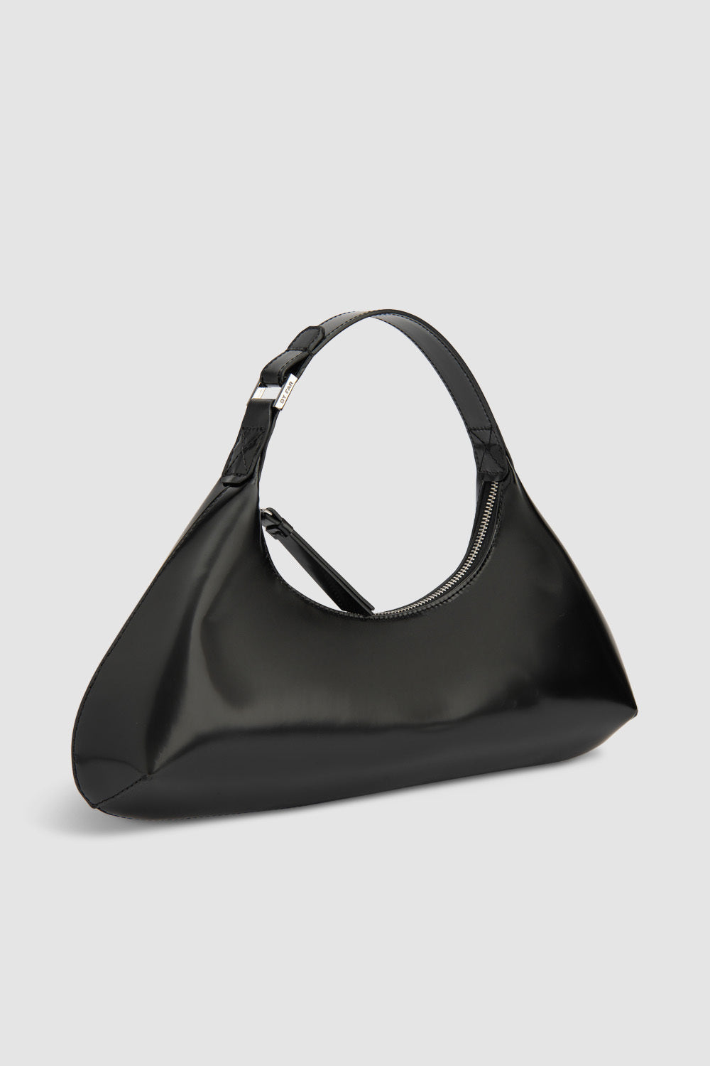 Amberette Black Semi Patent Leather Top-Handle Bag