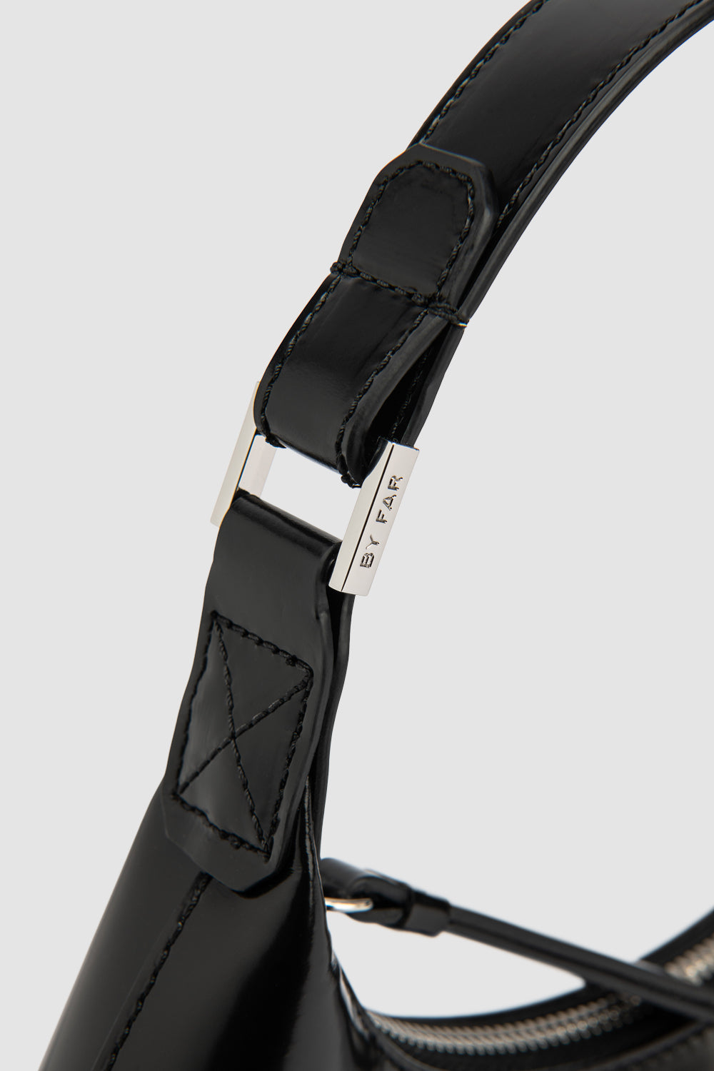 Amberette Black Semi Patent Leather Top-Handle Bag