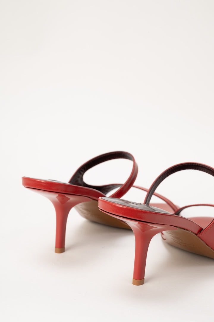 Serena Blood Red Semi Patent Leather Slip-On Mule