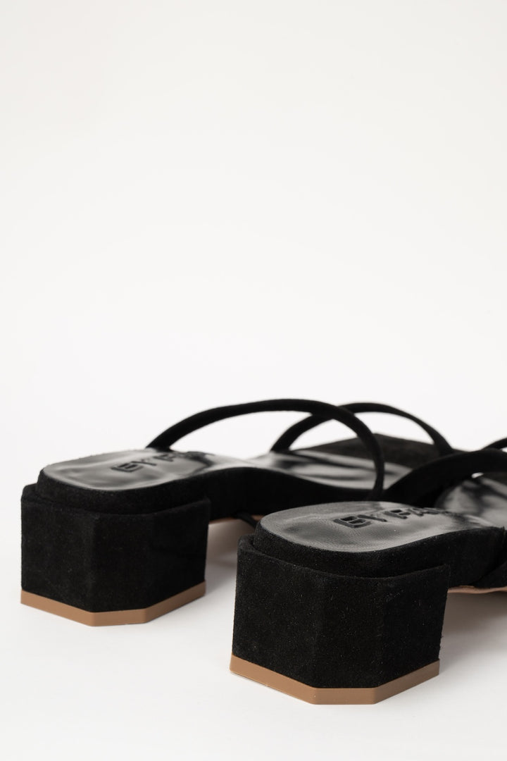 Tanya Flat Black Suede Leather