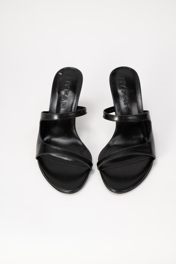 Serena Black Semi Patent Leather Slip-On Mule