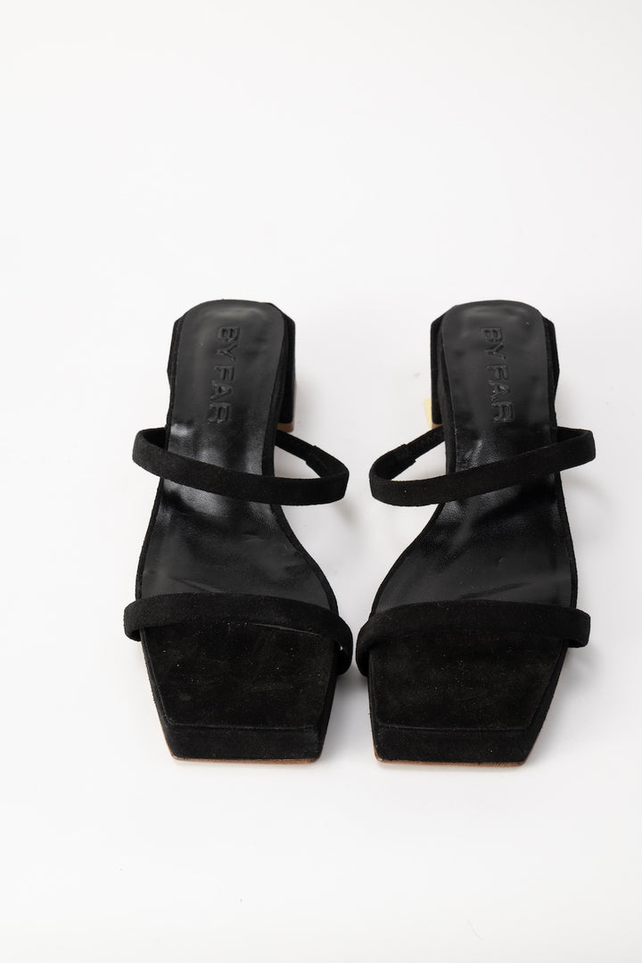 Tanya Flat Black Suede Leather