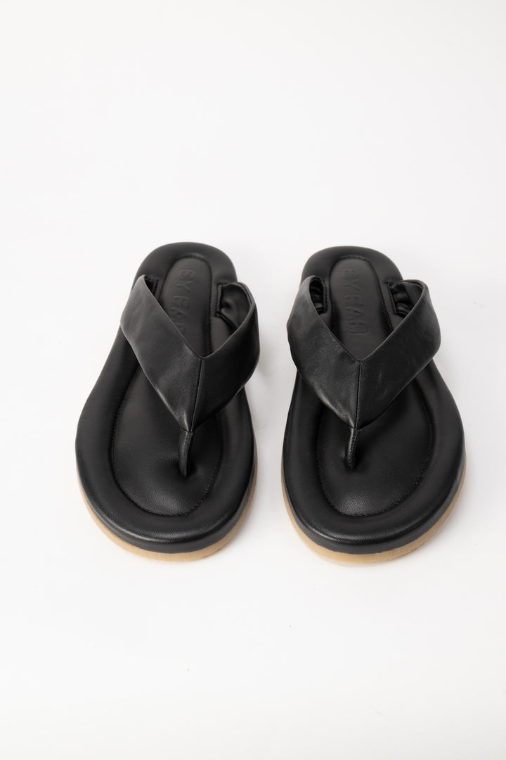 Dasha 2.0 Black Nappa Leather Flip-Flop Sandal