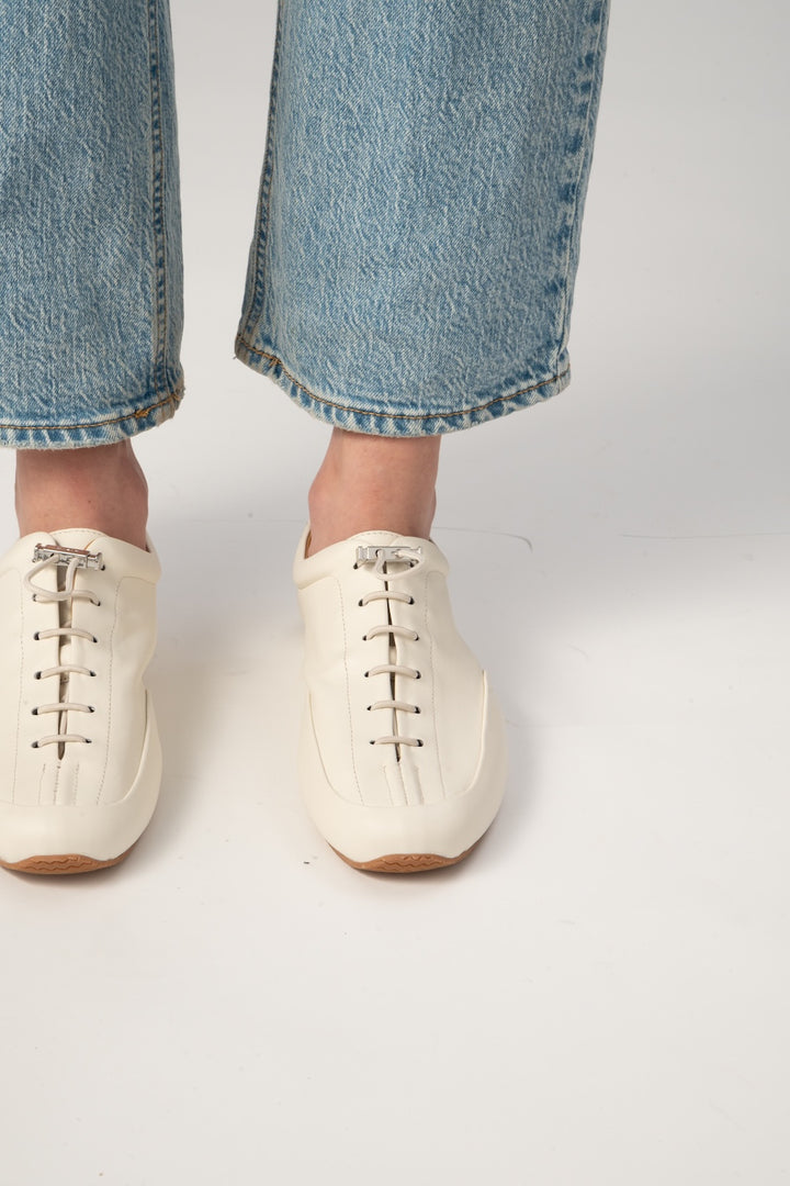 Prudent White Nappa Leather Sneaker