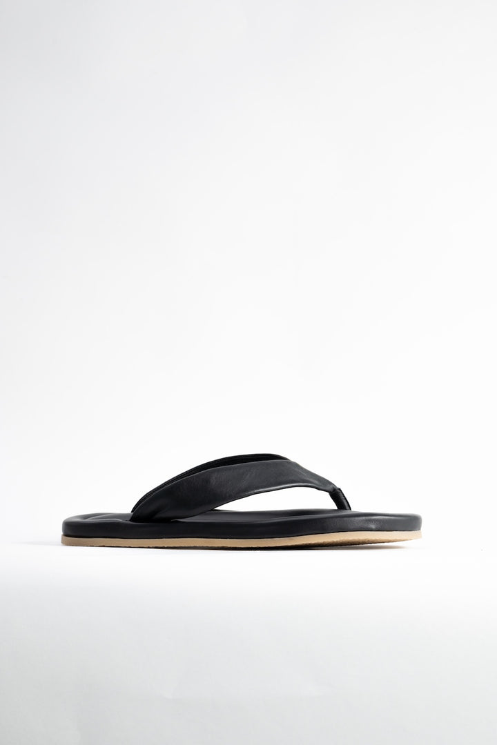 Dasha 2.0 Black Nappa Leather Flip-Flop Sandal