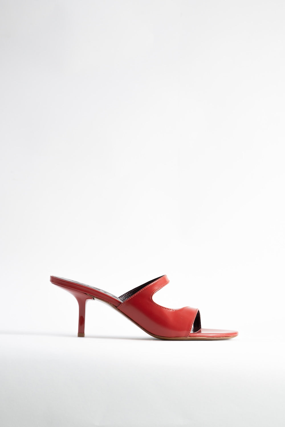 Serena Blood Red Semi Patent Leather Slip-On Mule