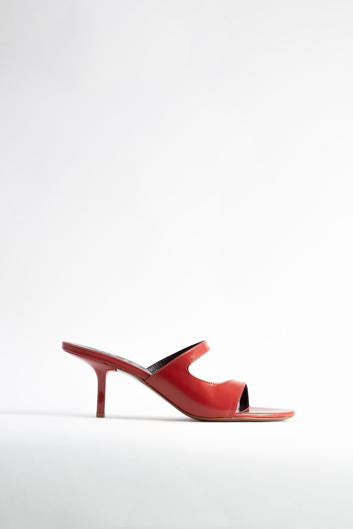 Serena Blood Red Semi Patent Leather Slip-On Mule