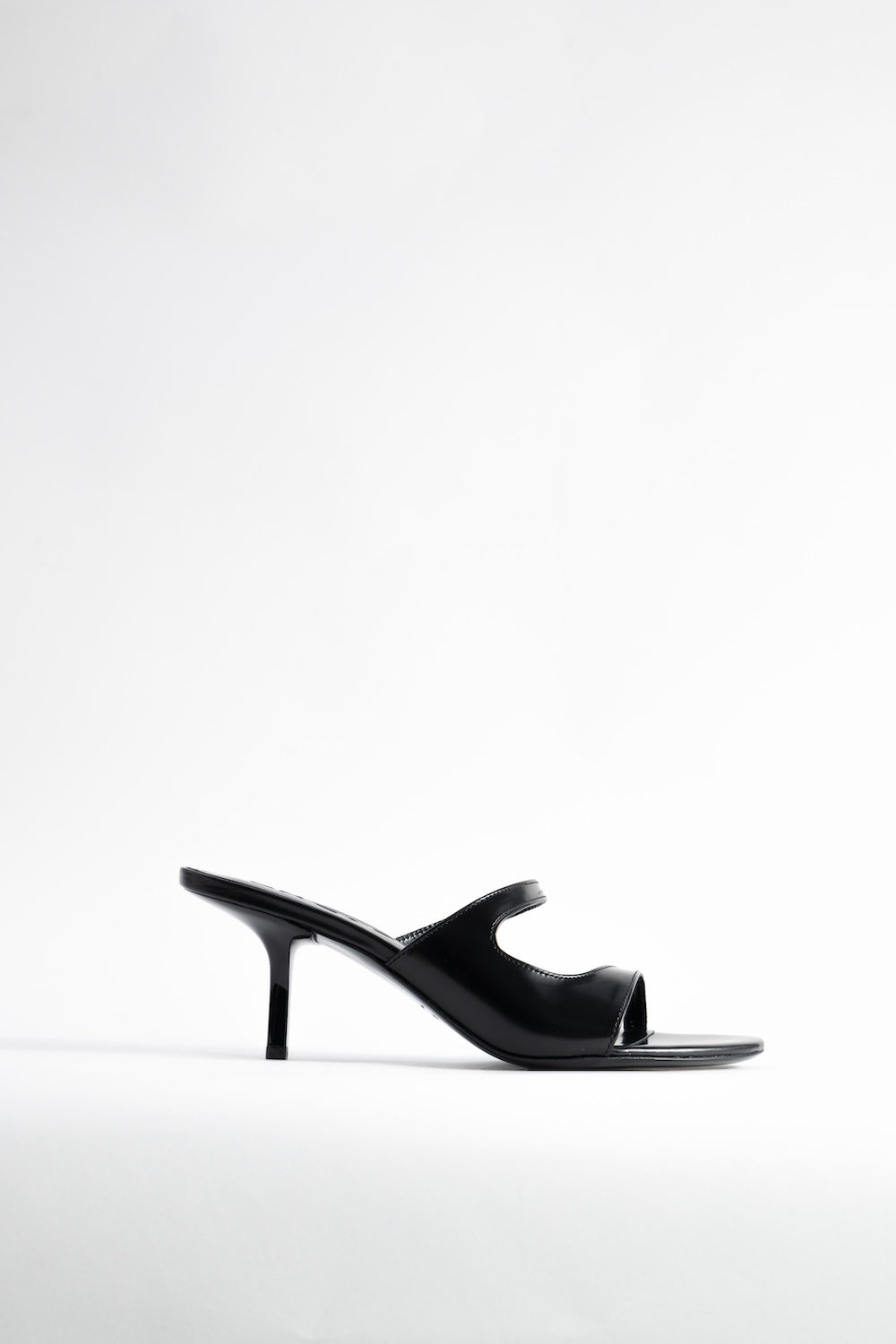 Serena Black Semi Patent Leather Slip-On Mule