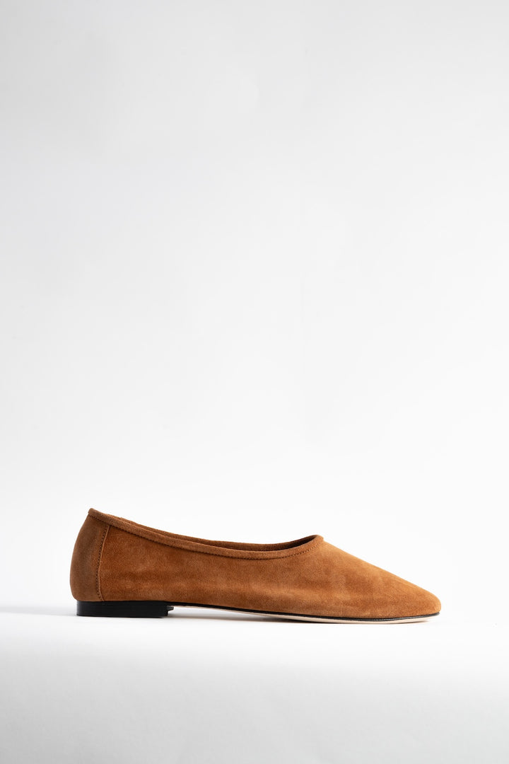 Prudence Summer Tan Suede Leather Ballet Flat