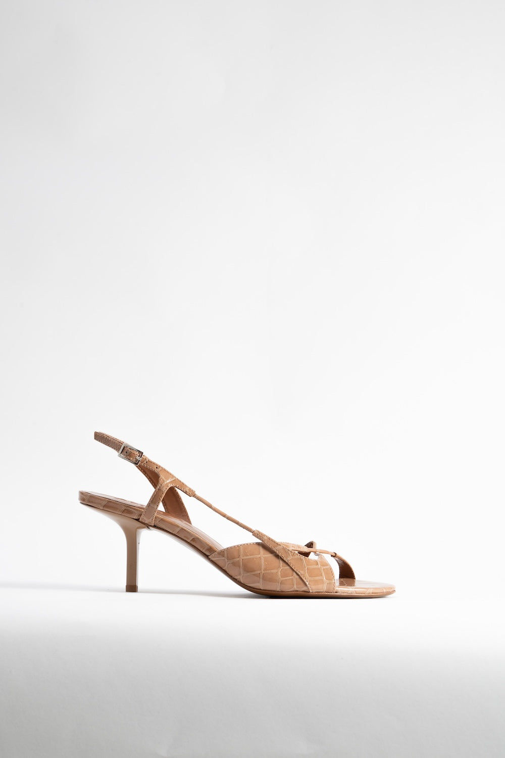 Sierra Light Tan Croco Embossed Leather Slingback Sandal
