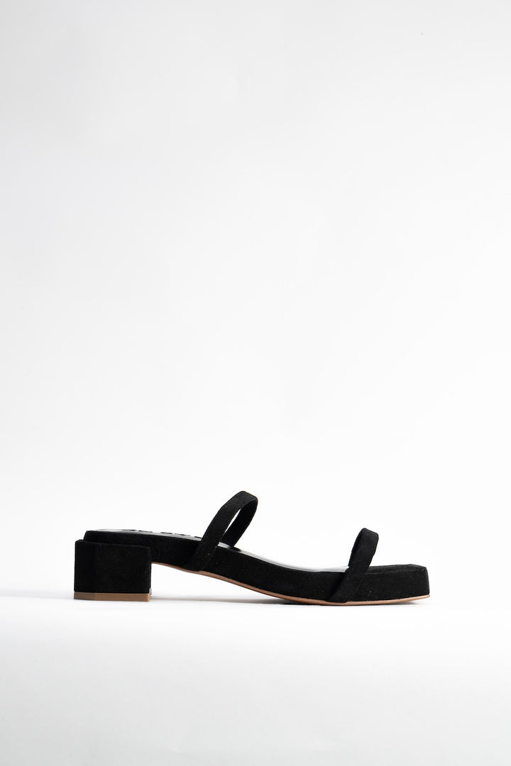 Tanya Flat Black Suede Leather