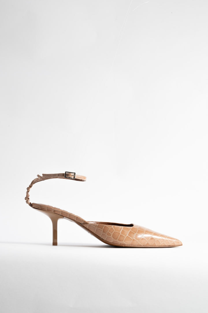 Teese Pump Light Tan Croco Embossed Leather